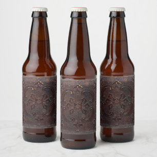 Etiqueta Para Botella De Cerveza Libro de cuero antiguo caído