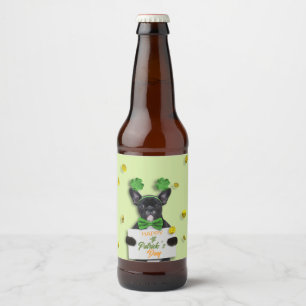 Etiqueta Para Botella De Cerveza Lindo Bulldog Francés Feliz Día de San Patricio Tr