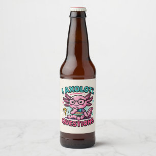 Etiqueta Para Botella De Cerveza Lindo Preguntas de Ajolote nerd azteca con gafas
