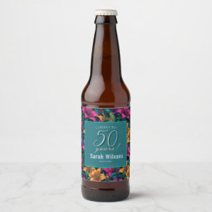 Etiqueta Para Botella De Cerveza Lirios de Moda Cumpleaños de Mujeres Temático