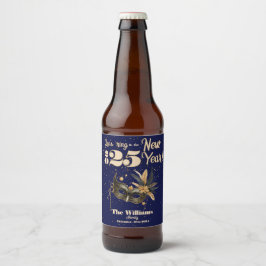 Etiqueta Para Botella De Cerveza Llamemos al azul glamoroso del fiesta de Año Nuevo
