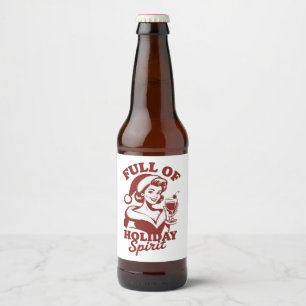 Etiqueta Para Botella De Cerveza Lleno De Espíritu Navideño Vino Snarky Navidad Xma