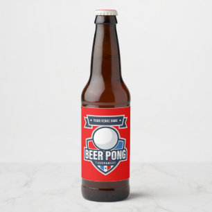 Etiqueta Para Botella De Cerveza Logo de Torneo de Beer Pong Personalizable