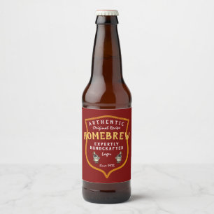 Etiqueta Para Botella De Cerveza Logotipo de Receta Original Auténtica Homebrew Roj