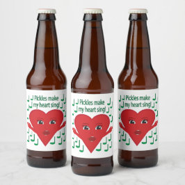 Etiqueta Para Botella De Cerveza "¡Los pepinillos me hacen cantar el corazón!" Cora