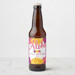 Etiqueta Para Botella De Cerveza Luau hawaiano, floral