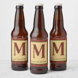 Etiqueta Para Botella De Cerveza MacAlister Tartan Monogram M