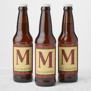Etiqueta Para Botella De Cerveza MacAlister Tartan Monogram M