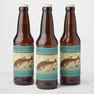Etiqueta Para Botella De Cerveza Madai o Tai Rojo - Impresión de pescado japonés de
