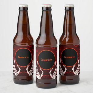 Etiqueta Para Botella De Cerveza Manos del naranja Skeleton