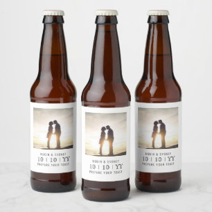 Etiqueta Para Botella De Cerveza Marco para fotos   Guardar La Fecha   Etiqueta de 