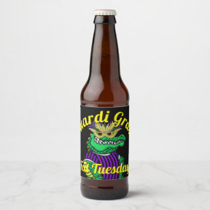 Etiqueta Para Botella De Cerveza Mardi Gras Fat Tuesday Fiesta Gator