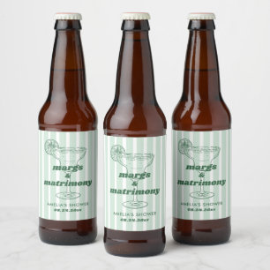 Etiqueta Para Botella De Cerveza Margs & Matrimony Retro Bachelorette Bridal Shower