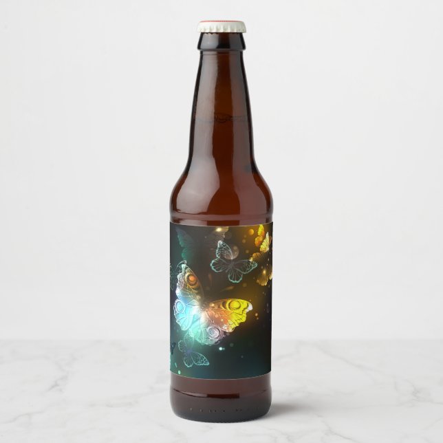 Etiqueta Para Botella De Cerveza Mariposa luminosa y mariposas nocturnas (Anverso)