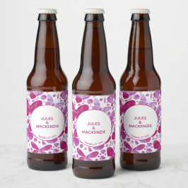 Etiqueta Para Botella De Cerveza Mariposas Boho moderno acuarela Magenta rosa