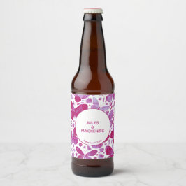 Etiqueta Para Botella De Cerveza Mariposas Boho moderno acuarela Magenta rosa
