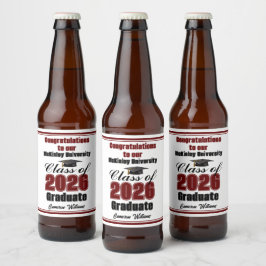 Etiqueta Para Botella De Cerveza Maroon Class of 2026 Graduation Party Custom