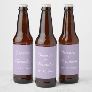 Etiqueta Para Botella De Cerveza Matrimonio simple y elegante Lilac violeta púrpura