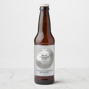 Etiqueta Para Botella De Cerveza Medalla de plata realista 3D personalizable y edit