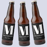 Etiqueta Para Botella De Cerveza Mejor Monograma de Hombre Negro<br><div class="desc">La tipografía moderna minimalista diseño de nombres de monograma en blanco sobre negro,  que se puede cambiar para personalizar. Perfecto para agradecer a su Mejor Hombre o Groomsman por toda su ayuda y apoyo para hacer que su boda sea asombroso.</div>