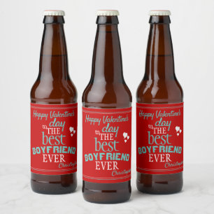 Etiqueta Para Botella De Cerveza Mejor Novio El día de San Valentín Rojo