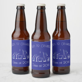 Etiqueta Para Botella De Cerveza Menú de barra azul para fiesta de graduación Cap C