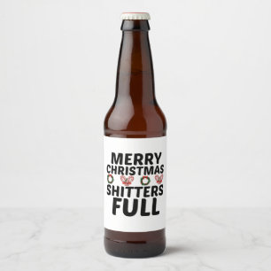 ETIQUETA PARA BOTELLA DE CERVEZA MERRY CHRISTMAS SHITTERS COMPLETO