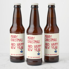 Etiqueta Para Botella De Cerveza Merry Christmas Simple Typografía moderna