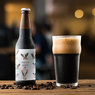 Etiqueta Para Botella De Cerveza Mi Perro Es Mi Valentín   Dos fotos de perros