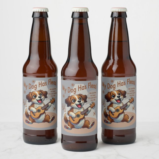 Etiqueta Para Botella De Cerveza Mi Perro Ha Huido De La Canción De Ajuste De Ukule (Botellas)