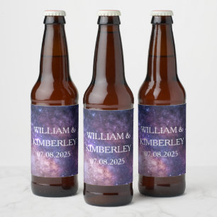 Etiqueta Para Botella De Cerveza Milky Way Stars Sky Galaxy Elegant Wedding
