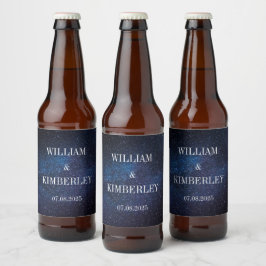Etiqueta Para Botella De Cerveza Milky Way Stars Sky Galaxy Elegant Wedding