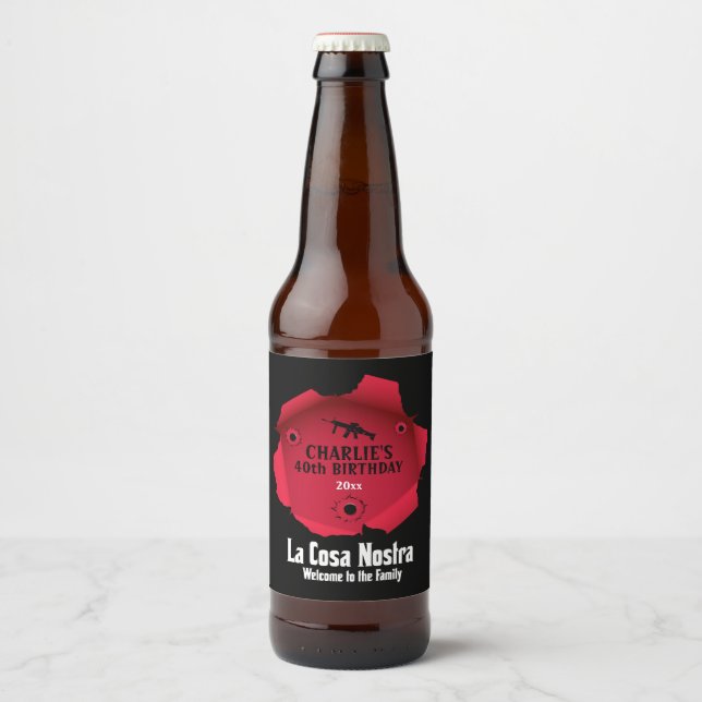 Etiqueta Para Botella De Cerveza Mobster Fiesta (Anverso)