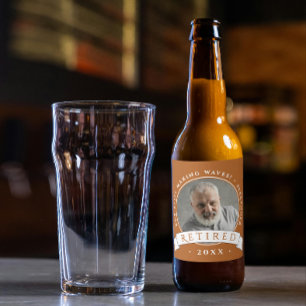 Etiqueta Para Botella De Cerveza Moderna y elegante foto del abuelo del hombre de r