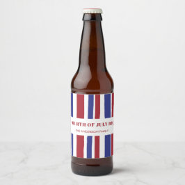 Etiqueta Para Botella De Cerveza Modernas rayas azules rojas 4 de julio Fiesta de b