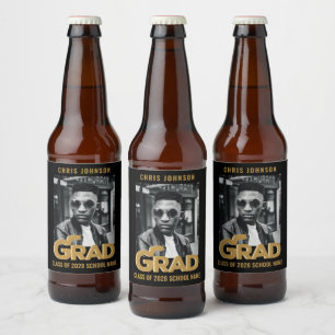 Etiqueta Para Botella De Cerveza Moderno Gold Bold Typography Photo Graduation Part