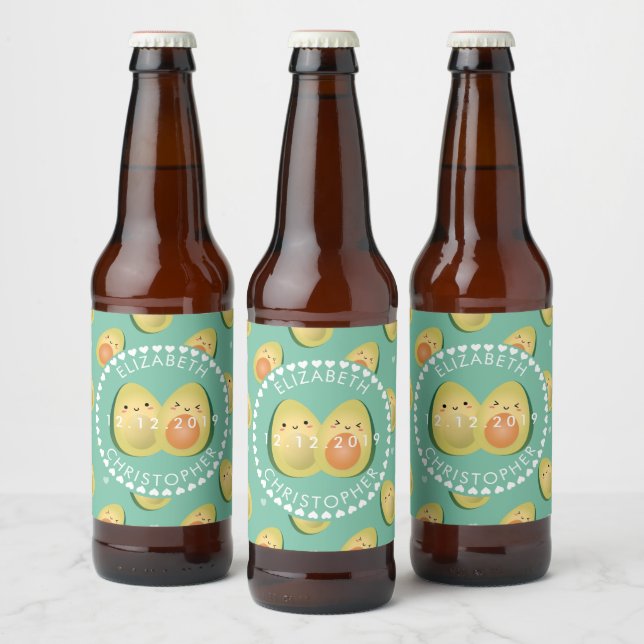 Etiqueta Para Botella De Cerveza Moderno y caprichoso aguacates fiesta de casamient (Botellas)