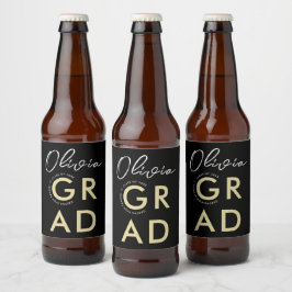 Etiqueta Para Botella De Cerveza Moderno y elegante oro negro negrita Typo Grad Fie