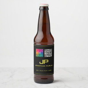 Etiqueta Para Botella De Cerveza Monograma de código QR con logotipo comercial pers