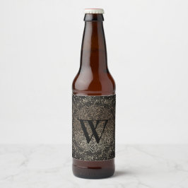 Etiqueta Para Botella De Cerveza Monograma de copo de nieve con manchas de oro negr