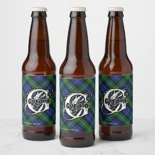 Etiqueta Para Botella De Cerveza Monograma del Clan Gordon Tartan