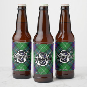 Etiqueta Para Botella De Cerveza Monograma feliz del tartán de Sutherland del clan