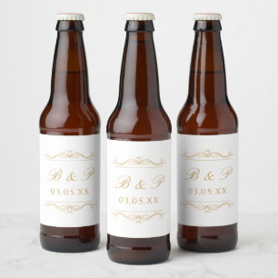 Etiqueta Para Botella De Cerveza Monograma personalizado moderno elegante remolino