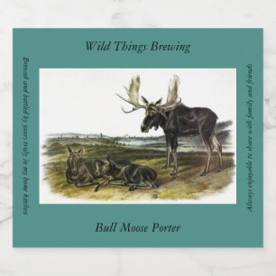 Etiqueta Para Botella De Cerveza Moose Deer (Moose - Alces alces) de Audubon