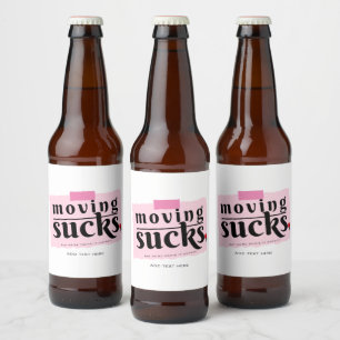 Etiqueta Para Botella De Cerveza ¡Mudándose Sucks! Moderno Gracioso Adiós, Adiós, r
