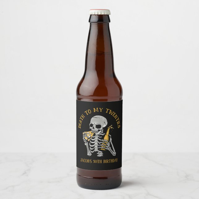 Etiqueta Para Botella De Cerveza Muerte a mis 20 (Anverso)