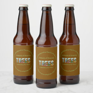 Etiqueta Para Botella De Cerveza Mundo de la Diversidad ÁRBOLES Celebra Nuestro P