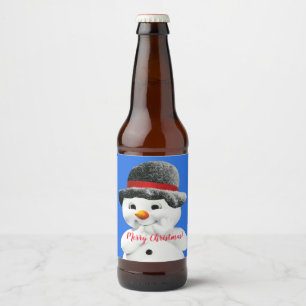 Etiqueta Para Botella De Cerveza Muñeco de nieve navideño lindo