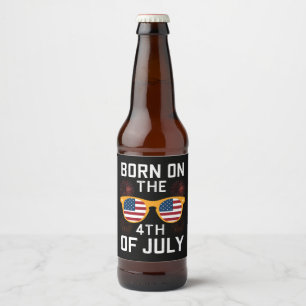Etiqueta Para Botella De Cerveza Nacido El 4 De Julio Gafas De Sol Cumpleaños EE. U
