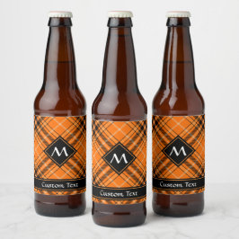 Etiqueta Para Botella De Cerveza Naranja de Halloween Tartan